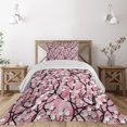 thumbnail image 1 of Ambesonne Pink Quilted Coverlet 2 Pcs, Sakura Tree Umbrellas, Twin Size, Black Pink, 1 of 4