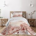 thumbnail image 1 of Ambesonne Pink Quilted Coverlet 2 Pcs, Vintage Watercolor Paris, Twin Size, Pink, 1 of 4