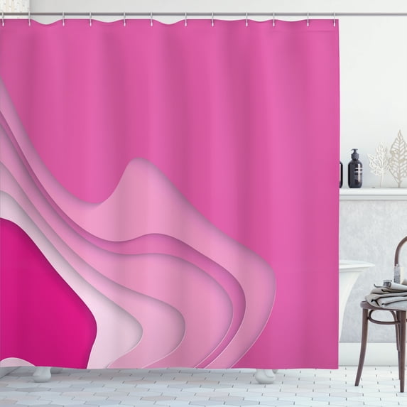 Ambesonne Pink Shower Curtain, Abstract Design Funky Shapes, 69"Wx75"L, Pink Soft Pink and Magenta
