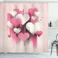 thumbnail image 1 of Ambesonne Pink Shower Curtain, Futurist Love Hearts Lines Art, 69"Wx84"L, Pale Rose Ivory, 1 of 4
