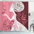 thumbnail image 1 of Ambesonne Pink Shower Curtain, Girl Butterflies Flowers, 69"Wx75"L, Pale Pink Maroon White, 1 of 3