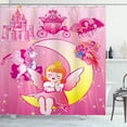 thumbnail image 1 of Ambesonne Pink Shower Curtain, Moon Unicorn Castle, 69"Wx84"L, Pink, 1 of 5
