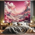 thumbnail image 1 of Ambesonne Pink Tapestry King Size, Fluffy Rosy Clouds Ombre Sky, 104"x88", Pearl and Off White, 1 of 3