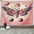 thumbnail image 1 of Ambesonne Pink Tapestry Wall Hanging, Celestial Moth with Planets, 80"x60", Rose Cadet Blue, 1 of 3