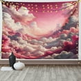 thumbnail image 1 of Ambesonne Pink Tapestry Wall Hanging, Fluffy Rosy Clouds Ombre Sky, 80"x60", Pearl and Off White, 1 of 3