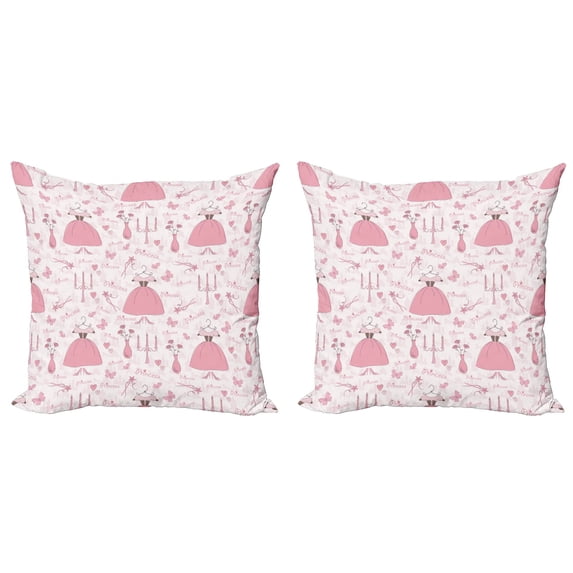 Ambesonne Pink Throw Pillow Cover 2 Pack, Cartoon Mystic Candles, 20", Rose Pale Pink White