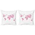 thumbnail image 1 of Ambesonne Pink Throw Pillow Cover 2 Pack, Global Dots Heart Love, 24", Pale Pink Fuchsia White, 1 of 7