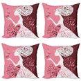 thumbnail image 1 of Ambesonne Pink Throw Pillow Cover 4 Pack, Girl Butterflies Flowers, 16", Pale Pink Maroon White, 1 of 6