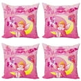 thumbnail image 1 of Ambesonne Pink Throw Pillow Cover 4 Pack, Moon Unicorn Castle, 18", Pink, 1 of 5