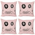 thumbnail image 1 of Ambesonne Pink Throw Pillow Cover 4 Pack, Music Cassette Tape Art, 20", Pink Black, 1 of 5