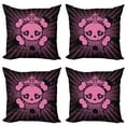 thumbnail image 1 of Ambesonne Pink Throw Pillow Cover 4 Pack, Skull Grunge Pop Art, 16", Pink Black, 1 of 6