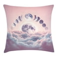 thumbnail image 1 of Ambesonne Pink Throw Pillow Cushion Cover, Pastel Sky Moon Phases Clouds, 40" X 40", Mauve Pale Rose and Blue, 1 of 2