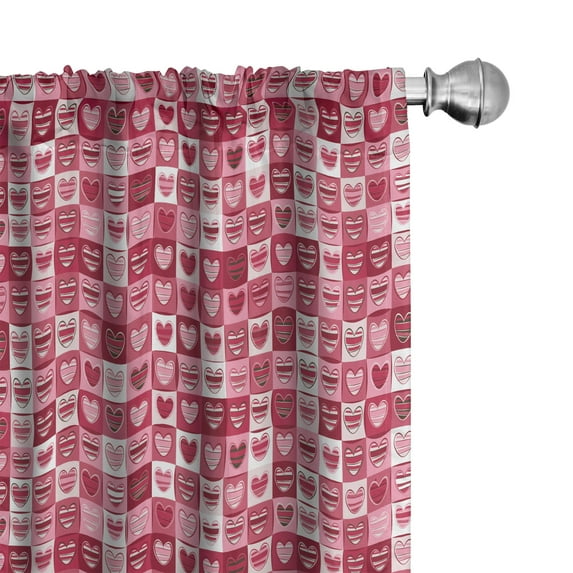 Ambesonne Pink White Curtains, Vintage Geometric, Pair of 28"x95", Dried Rose White
