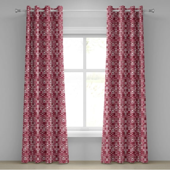 Ambesonne Pink White Grommet Curtain, Vintage Geometric, 50" x 108", Dried Rose White