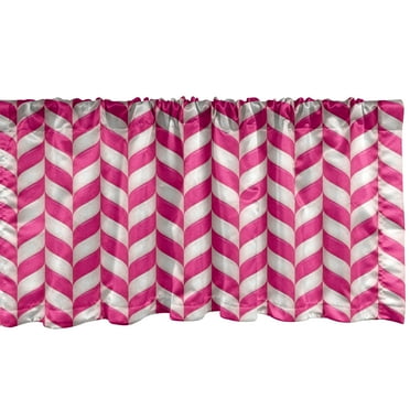 Ambesonne Pink White Window Valance, Vibrant Wavy Lines, 54" X 18", Magenta White