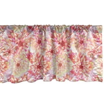 Ambesonne Pink Window Valance, Dahlias Floral, 54" X 18", Pink Yellow