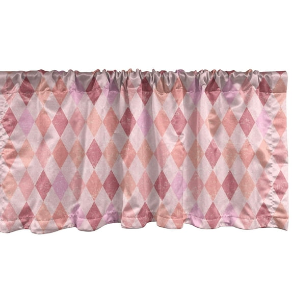 Ambesonne Pink Window Valance, Harlequin Diamond Pattern, 54" X 12", Multicolor