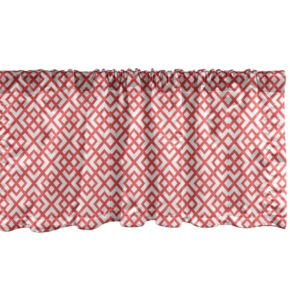 Ambesonne Pink Window Valance, Horizontal Image with Diamond, 42" x 18", Dark Coral and White