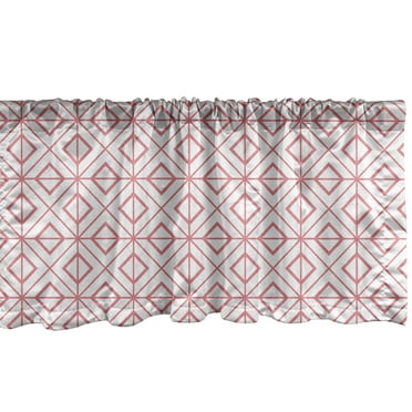 Ambesonne Pink Window Valance, Vintage Triangles, 54" X 18", Pink and White