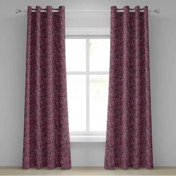 Ambesonne Pink Zebra Grommet Curtain, Savannah Art Pattern, 50" x 96", Black Pink Pale Mauve