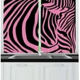thumbnail image 1 of Ambesonne Pink Zebra Kitchen Curtains, Punk Tribal, 55"x39", Fuchsia Black, 1 of 3