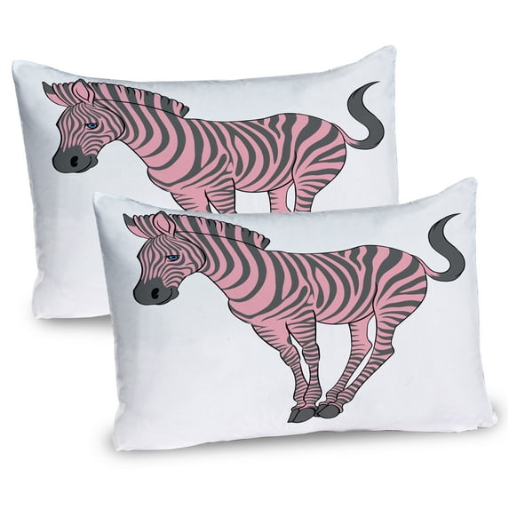 Ambesonne Pink Zebra Pillow Sham 2 Pack, Animal Wildlife, 26"x20", Pale Pink Dimgrey