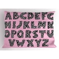 thumbnail image 1 of Ambesonne Pink Zebra Pillow Sham, Funky Letters Trippy, 26" X 20", Pale Pink White, 1 of 2