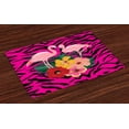 thumbnail image 1 of Ambesonne Pink Zebra Place Mats Set of 4, Exotic Flamingo Boho, Standard Size, Multicolor, 1 of 4