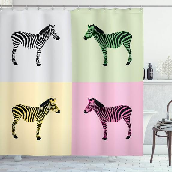 Ambesonne Pink Zebra Shower Curtain, Colorful Frames Pop, 69"Wx84"L, Multicolor