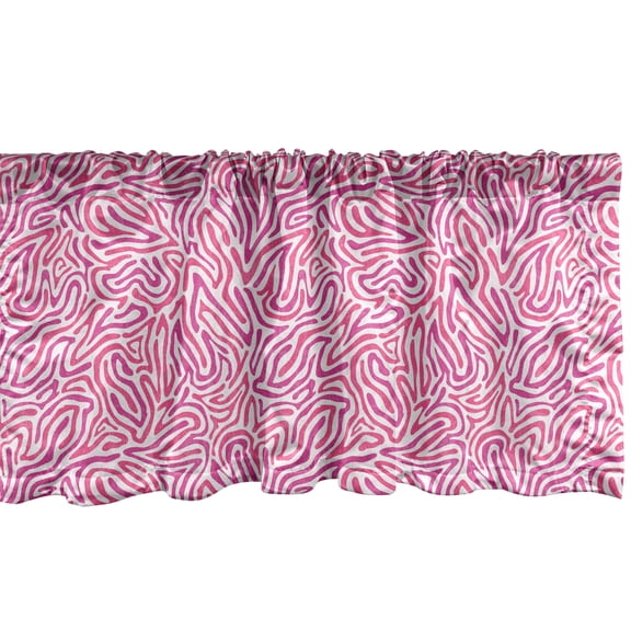 Ambesonne Pink Zebra Window Valance, Curvy Lines Funky, 54" X 12", Fuchsia Pink White