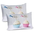 thumbnail image 1 of Ambesonne Pink and Blue Pillow Sham 2 Pack, Boy Girl Cupcakes, 26"x20", Pale Blue and Pink Cream, 1 of 3