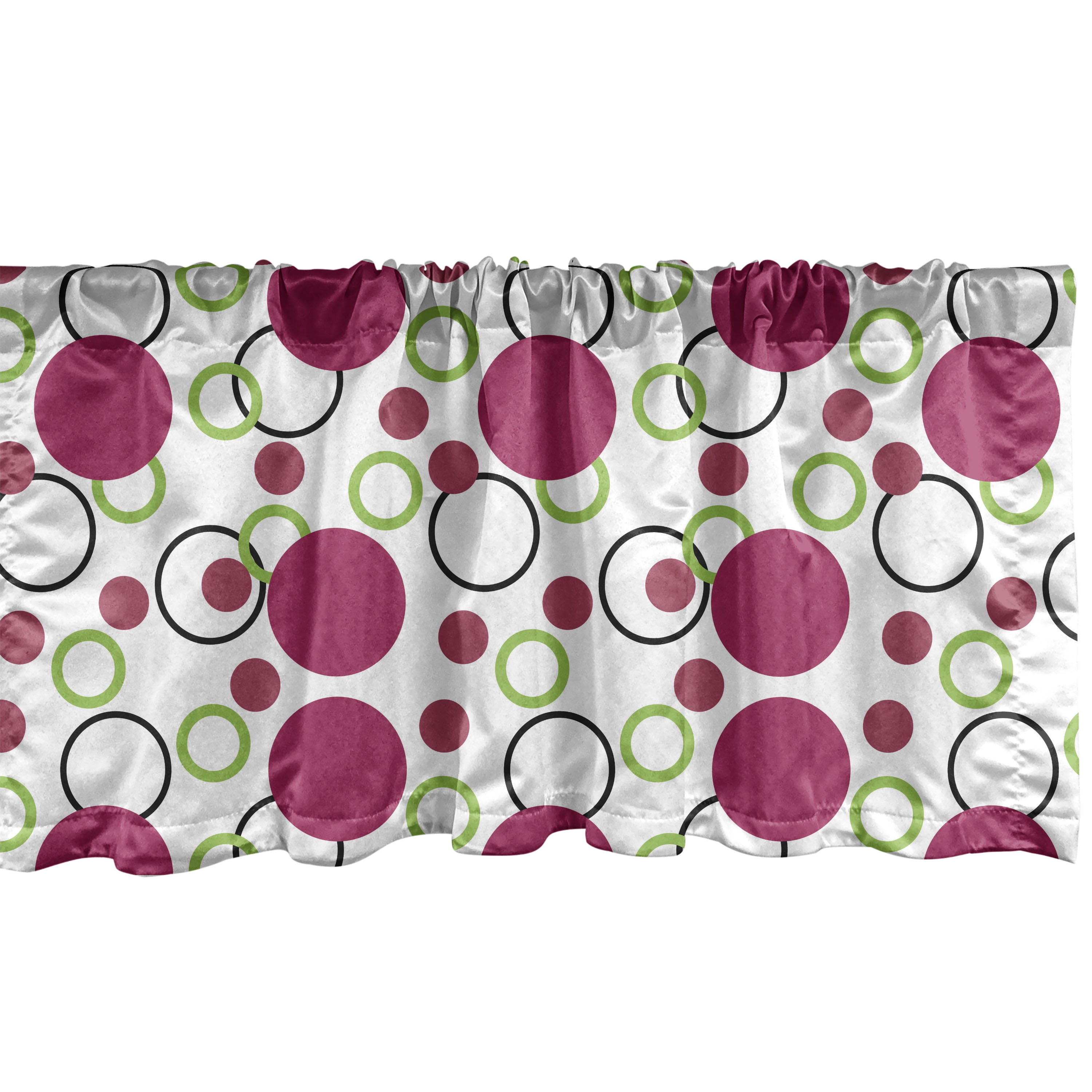 Pink and Green Geometric Satin Rod Pocket Valance