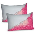 thumbnail image 1 of Ambesonne Pink and Grey Pillow Sham 2 Pack, Digi Diamond Mosaic, 30"x20", Magenta Pale Peach Grey, 1 of 3