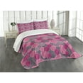 thumbnail image 1 of Ambesonne Pink and Grey Quilted Bedspread Set 3 Pcs, Lace Swirled Circle, King Size, Fuchsia Magenta Grey, 1 of 5