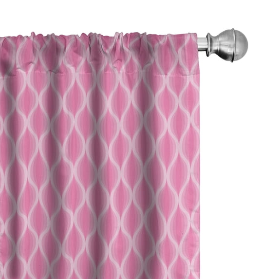 Ambesonne Pink and White Curtains, Pastel Ogee Line, Pair of 28"x84", Pink Pale Pink and White