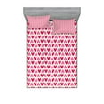 thumbnail image 1 of Ambesonne Pink and White Fitted Sheet & Pillow Sham Set, Pinkish Hearts, Queen, Pink Cream Magenta, 1 of 2