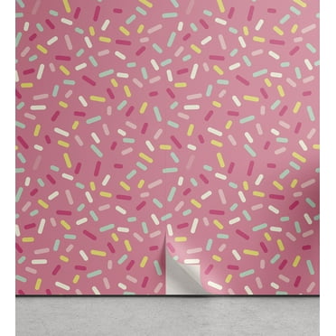 Ambesonne Pink and White Peel & Stick Wallpaper for Home, Donut Sprinkles, 13"x72", Multicolor