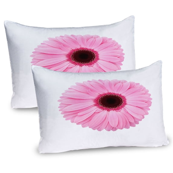 Ambesonne Pink and White Pillow Sham 2 Pack, Gerber Daisy, 36"x20", Pale Pink White