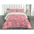 thumbnail image 1 of Ambesonne Pink and White Quilted Bedspread Set 3 Pcs, Donut Sprinkles, Queen Size, Multicolor, 1 of 5