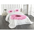 thumbnail image 1 of Ambesonne Pink and White Quilted Bedspread Set 3 Pcs, Gerber Daisy, Queen Size, Pale Pink White, 1 of 5