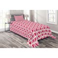 thumbnail image 1 of Ambesonne Pink and White Quilted Coverlet 2 Pcs, Pinkish Hearts, Twin Size, Pink Cream Magenta, 1 of 1