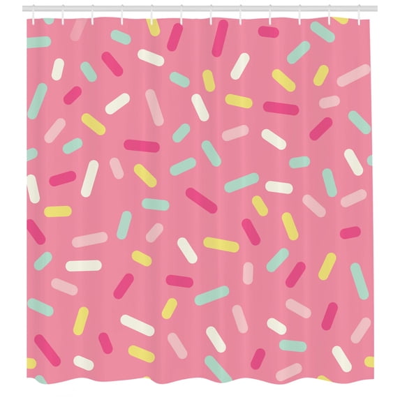 Ambesonne Pink and White Shower Curtain, Donut Sprinkles, 69"Wx84"L, Multicolor