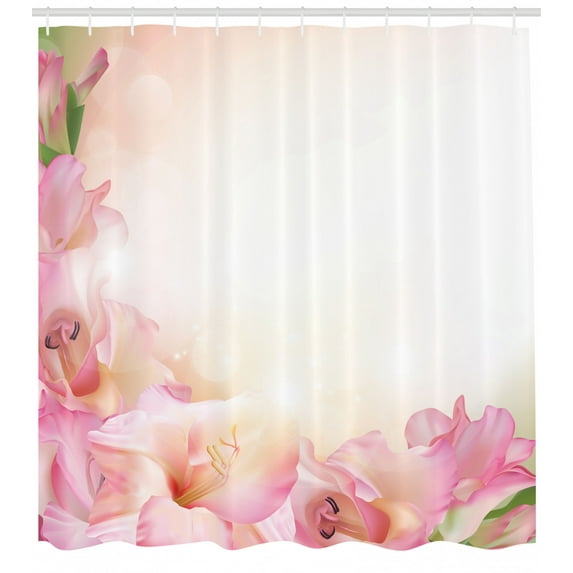 Ambesonne Pink and White Shower Curtain, Dreamy Orchid, 69"Wx84"L, Peach Pink Green