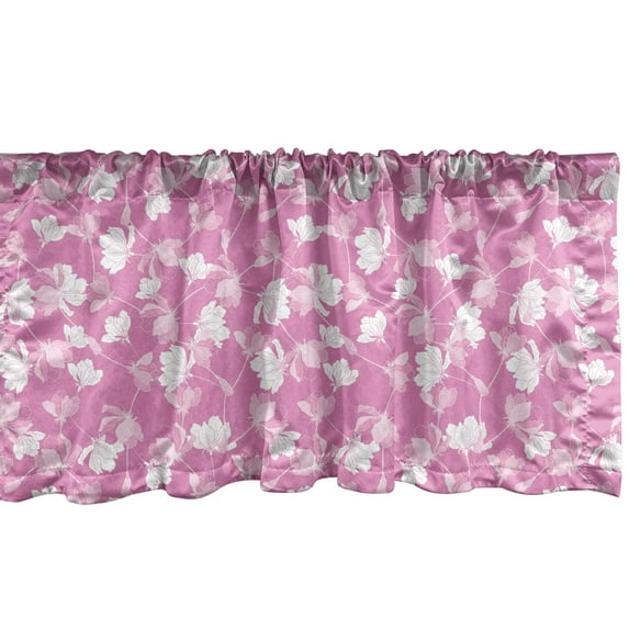 Ambesonne Pink and White Window Valance, Apple Flower Blooms, 54" X 18", Pink and White