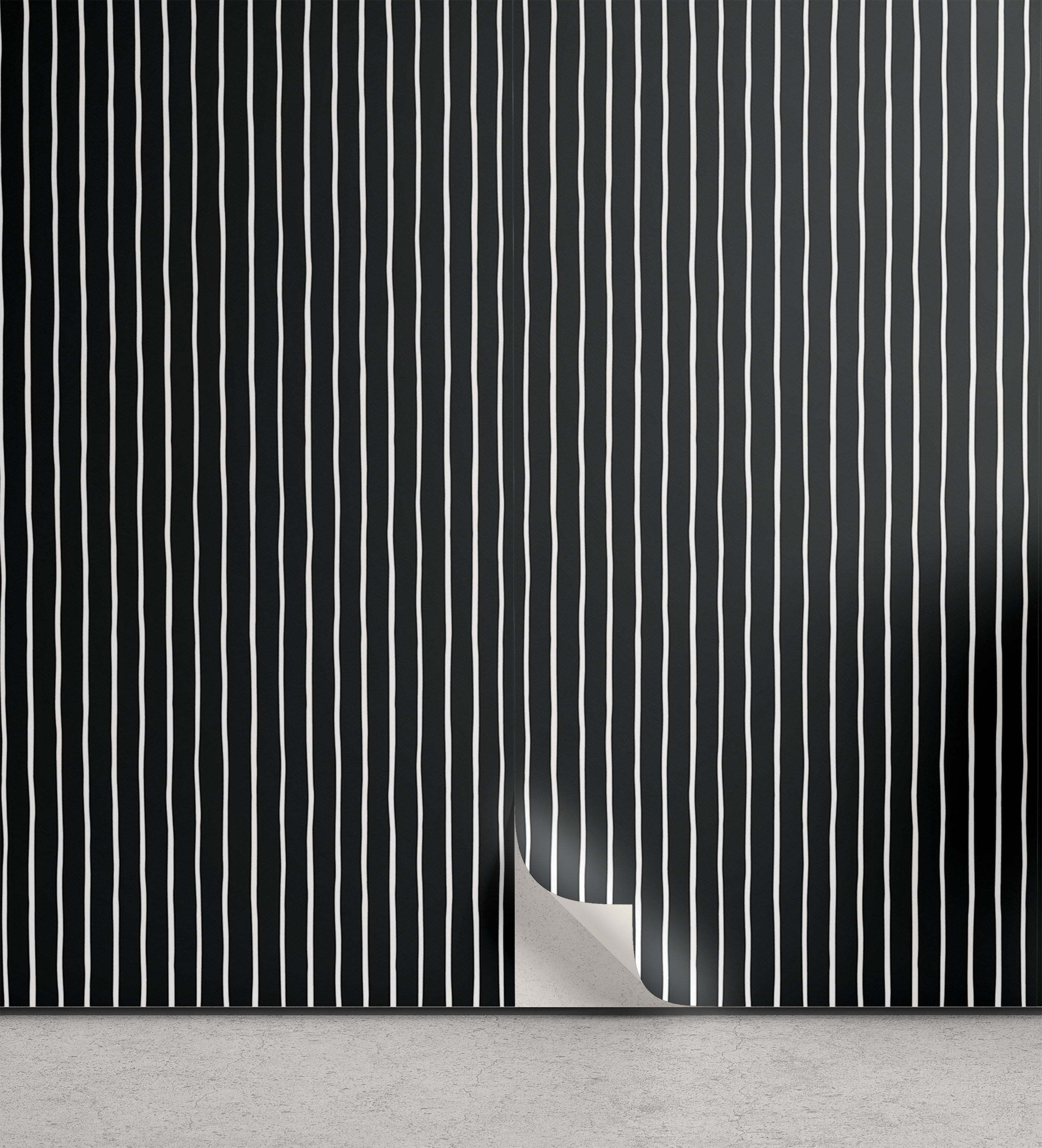 Ambesonne Pinstripe Peel & Stick Wallpaper for Home, Black and White