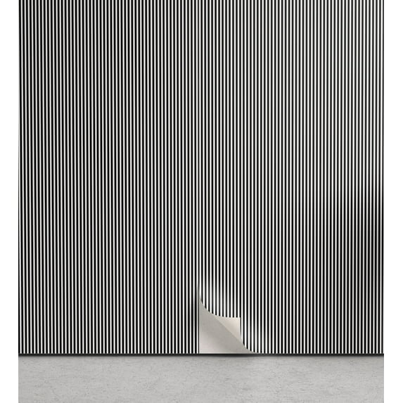 Ambesonne Pinstripe Peel & Stick Wallpaper for Home, Geometric Prehistoric Motif, 13"x72", Black White