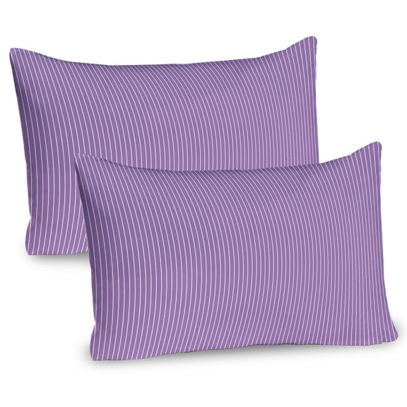 Ambesonne Pinstripe Pillow Sham 2 Pack, Soft Pastel Stripes, 26"x20", Lavender and White