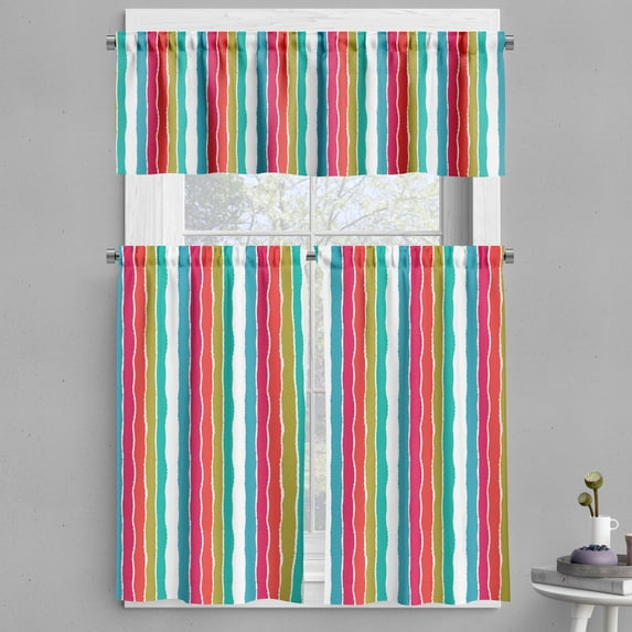 Ambesonne Pinstripe Valance & Curtain, Torn Paper Effect Style, 55"x30", Multicolor