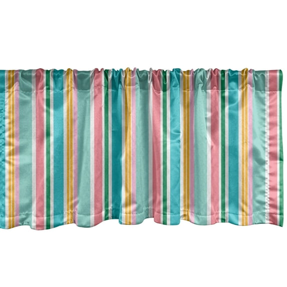 Ambesonne Pinstripe Window Valance, Modern Style Cheerful Vivid Colors and Funky Multisize Stripes, Curtain Valance for Kitchen Bedroom Decor with Rod Pocket, 54" X 12", Multicolor