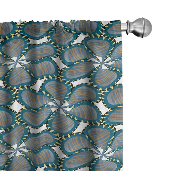 Ambesonne Pinwheel Curtains, Spring Flower Petals, Pair of 28"x63", Petrol Blue Orange